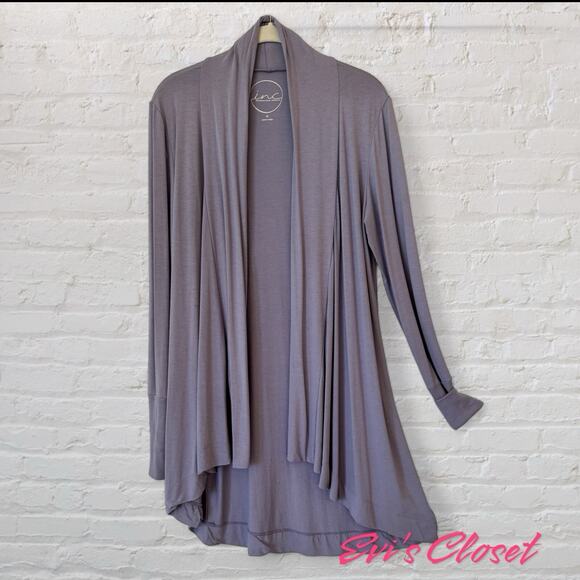 INC Women's Open Front Cardigan Plus Size M Lilac Rayon Asymmetrical Hem - Picture 1 of 7